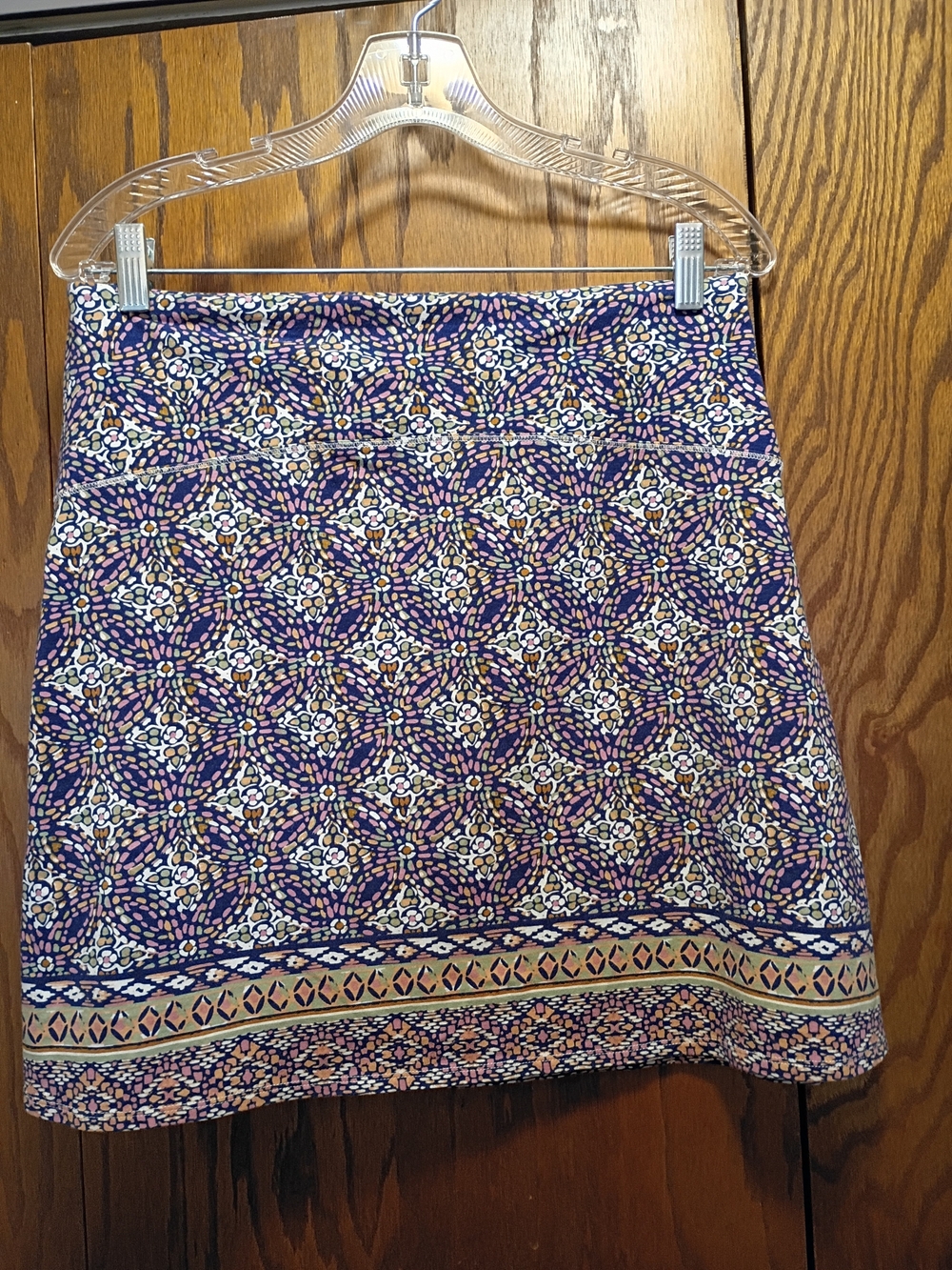 Sahalie Purple Mosaic Midi Skirt with Border